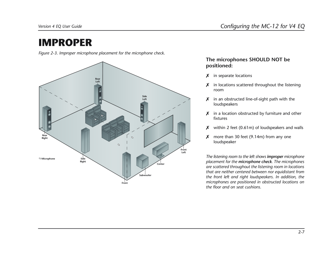 Lexicon manual Improper, The microphones SHOULD NOT be positioned, Configuring the MC-12for V4 EQ 
