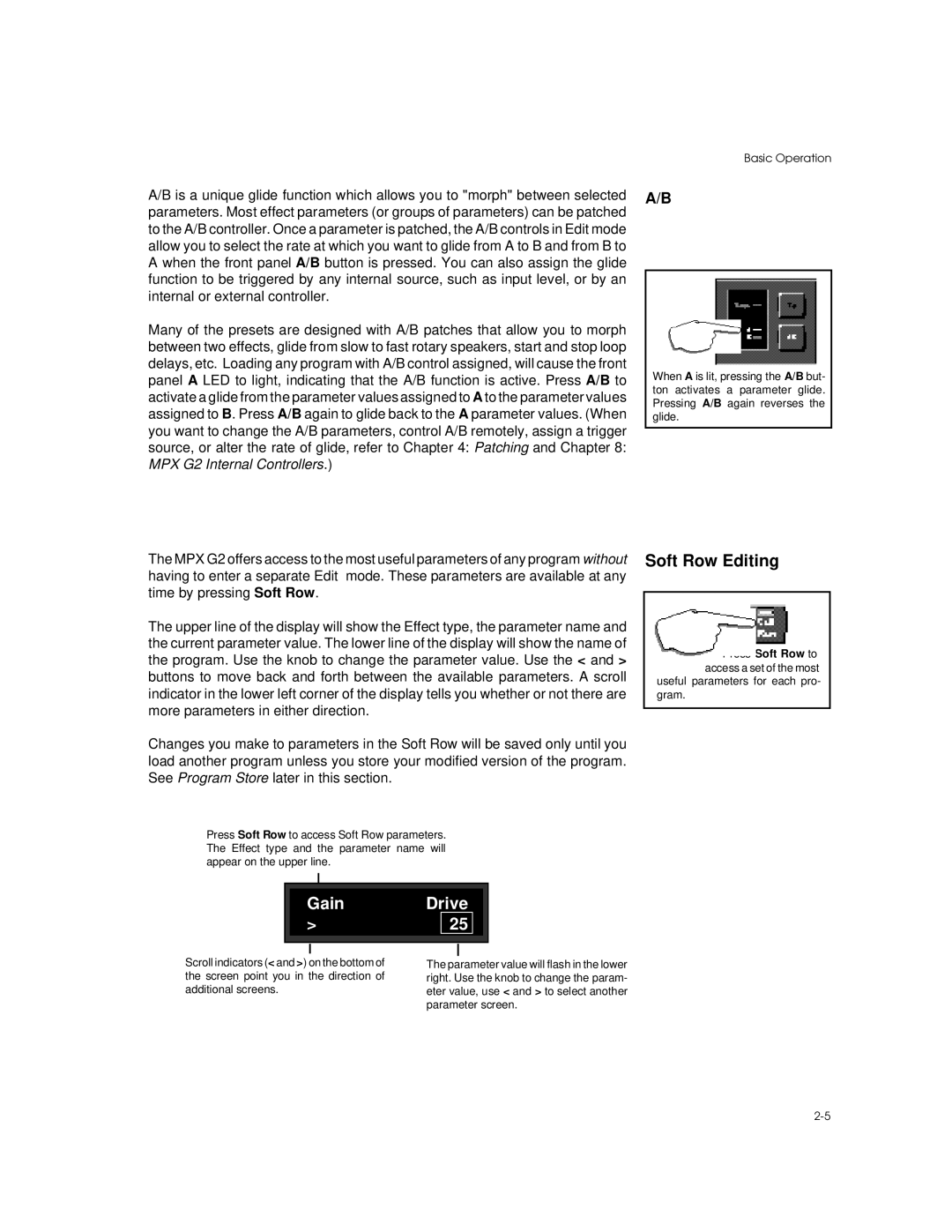 Lexicon MPX G2 manual Soft Row Editing, Gain Drive 