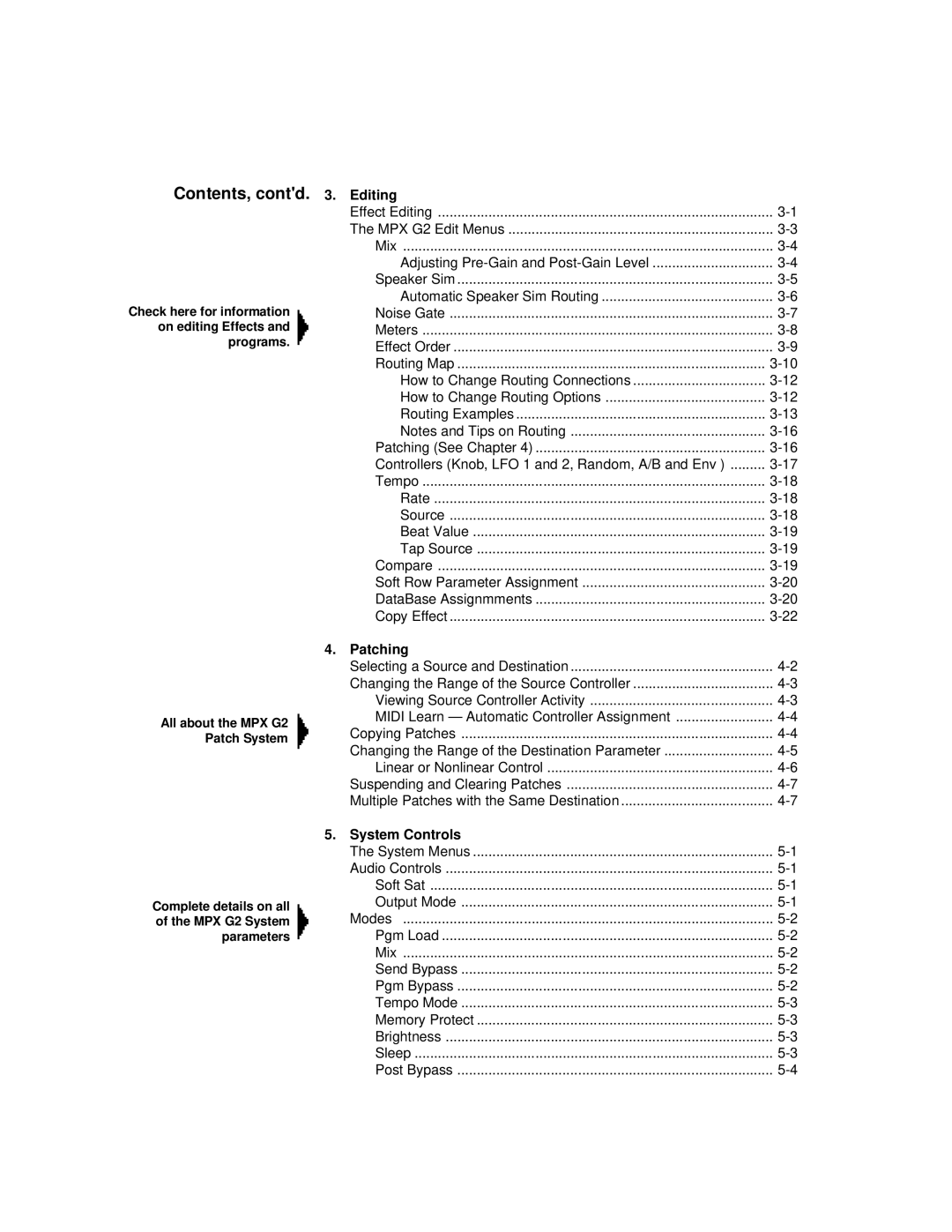 Lexicon MPX G2 manual Contents, contd 