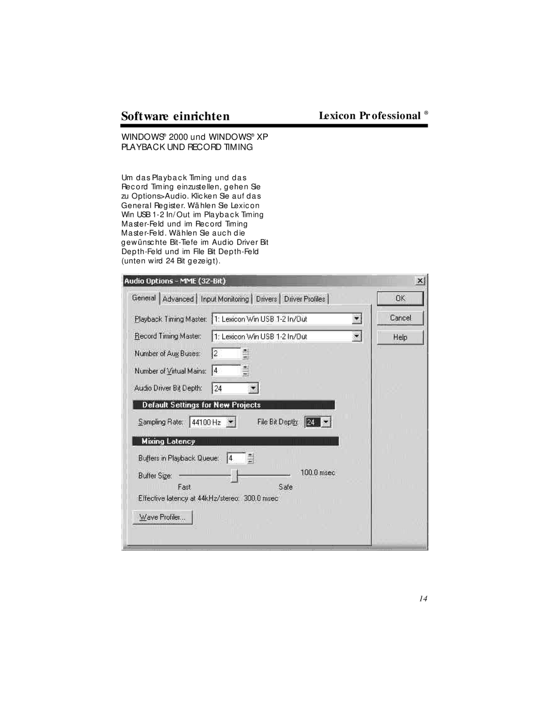 Lexicon OMEGA Desktop Recording Studio owner manual Playback UND Record Timing 