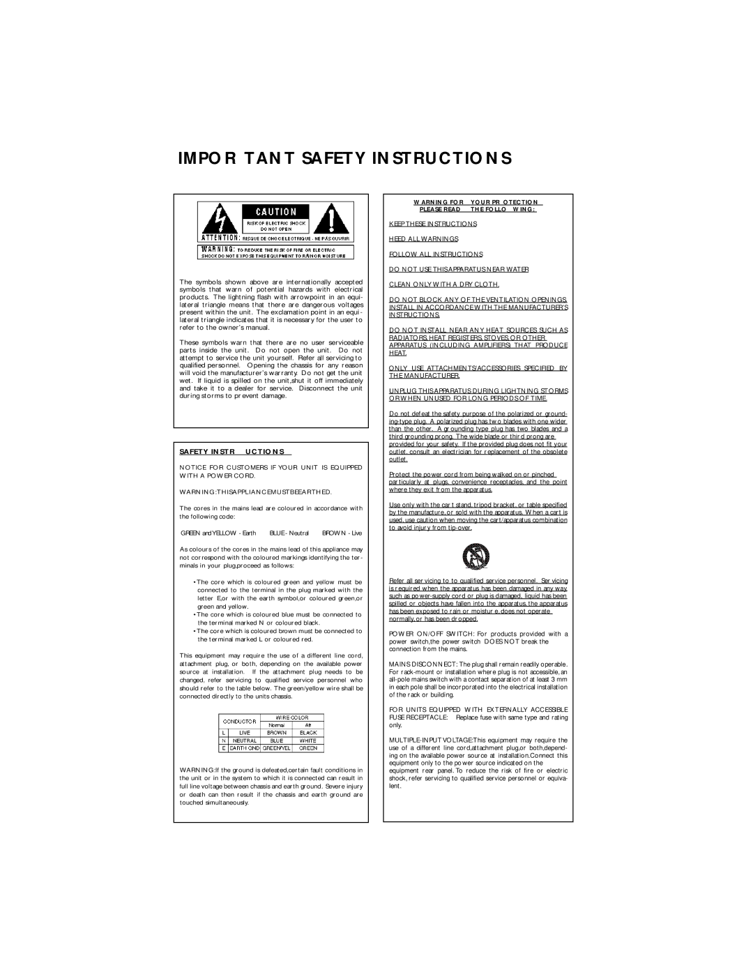 Lexicon OMEGA Desktop Recording Studio owner manual Impor Tant Safety Instructions 