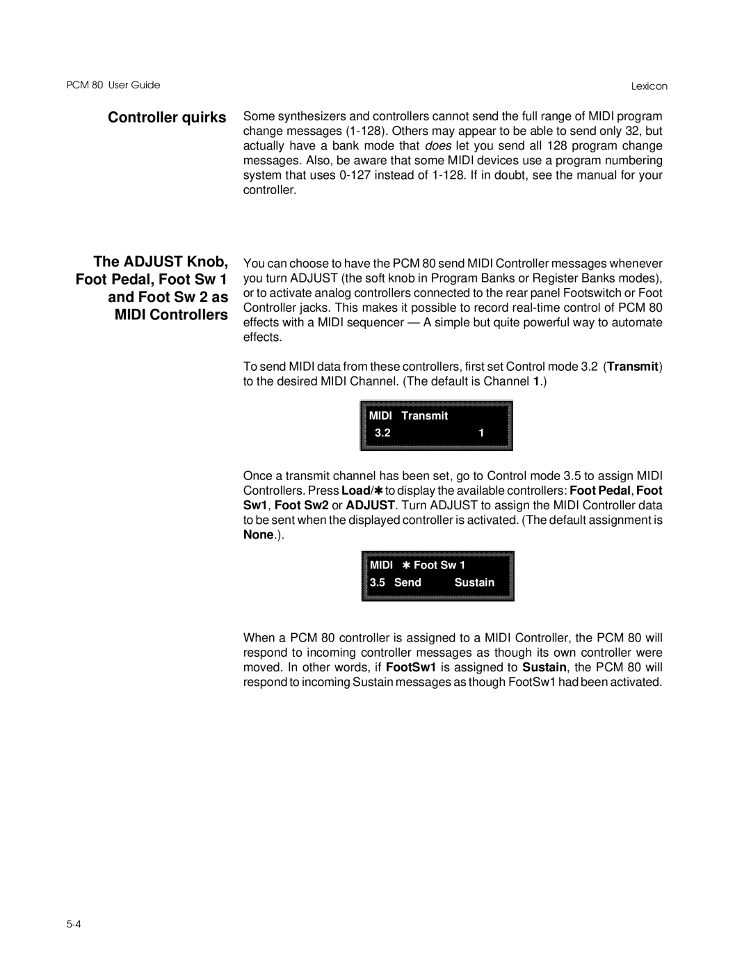 Lexicon PCM 80 manual Midi Transmit 