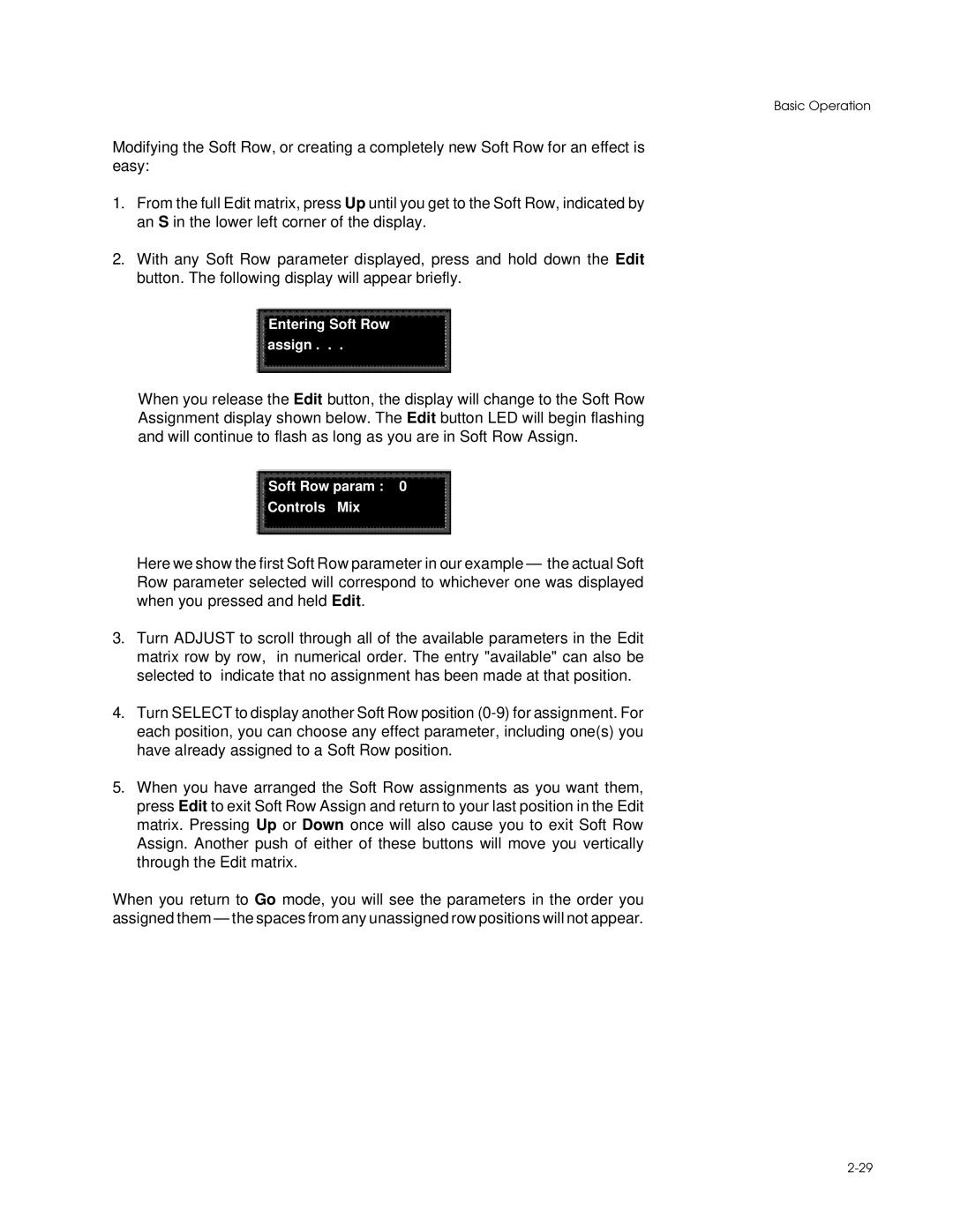 Lexicon PCM 80 manual Entering Soft Row Assign 