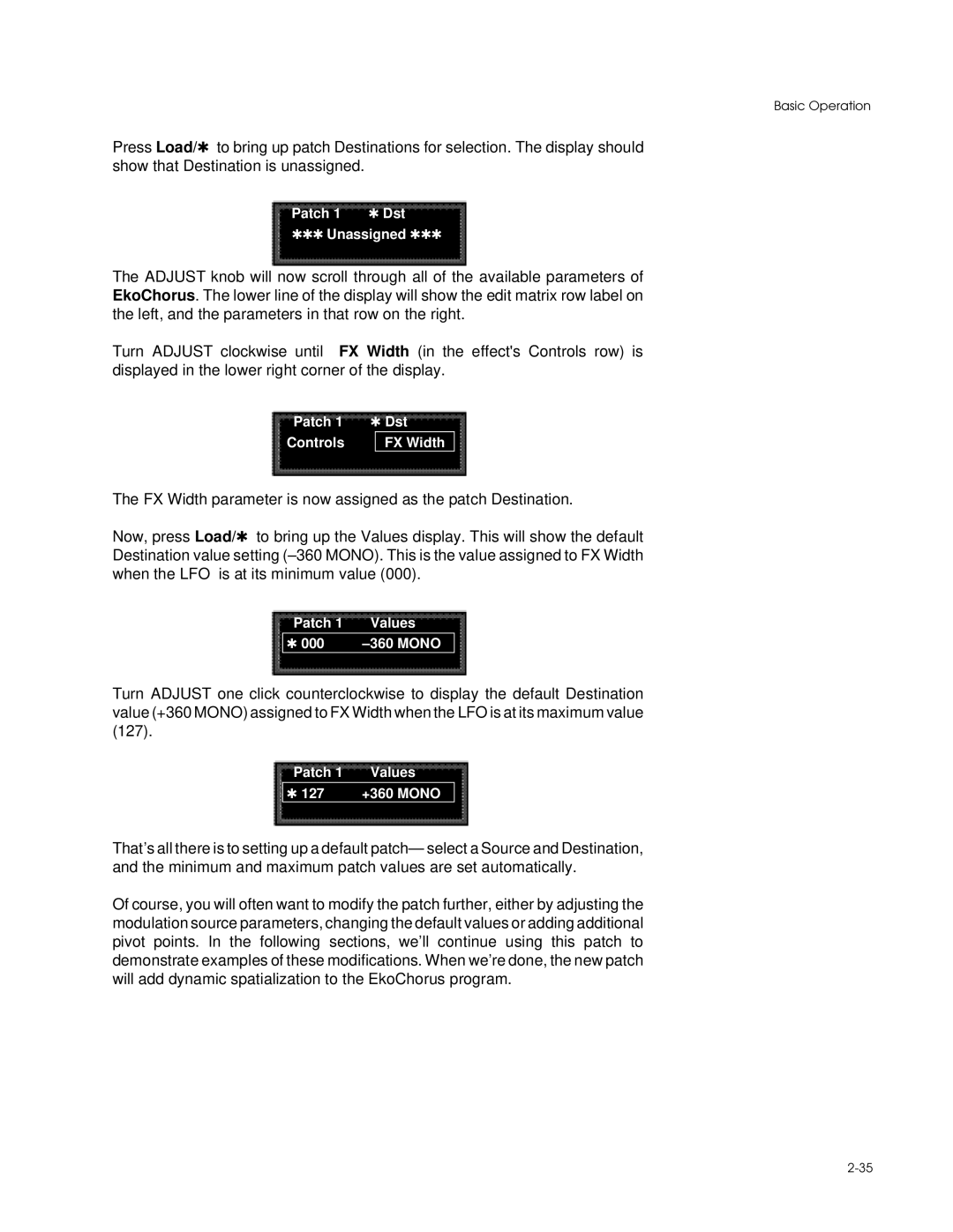 Lexicon PCM 80 manual Patch 1 Dst Unassigned 