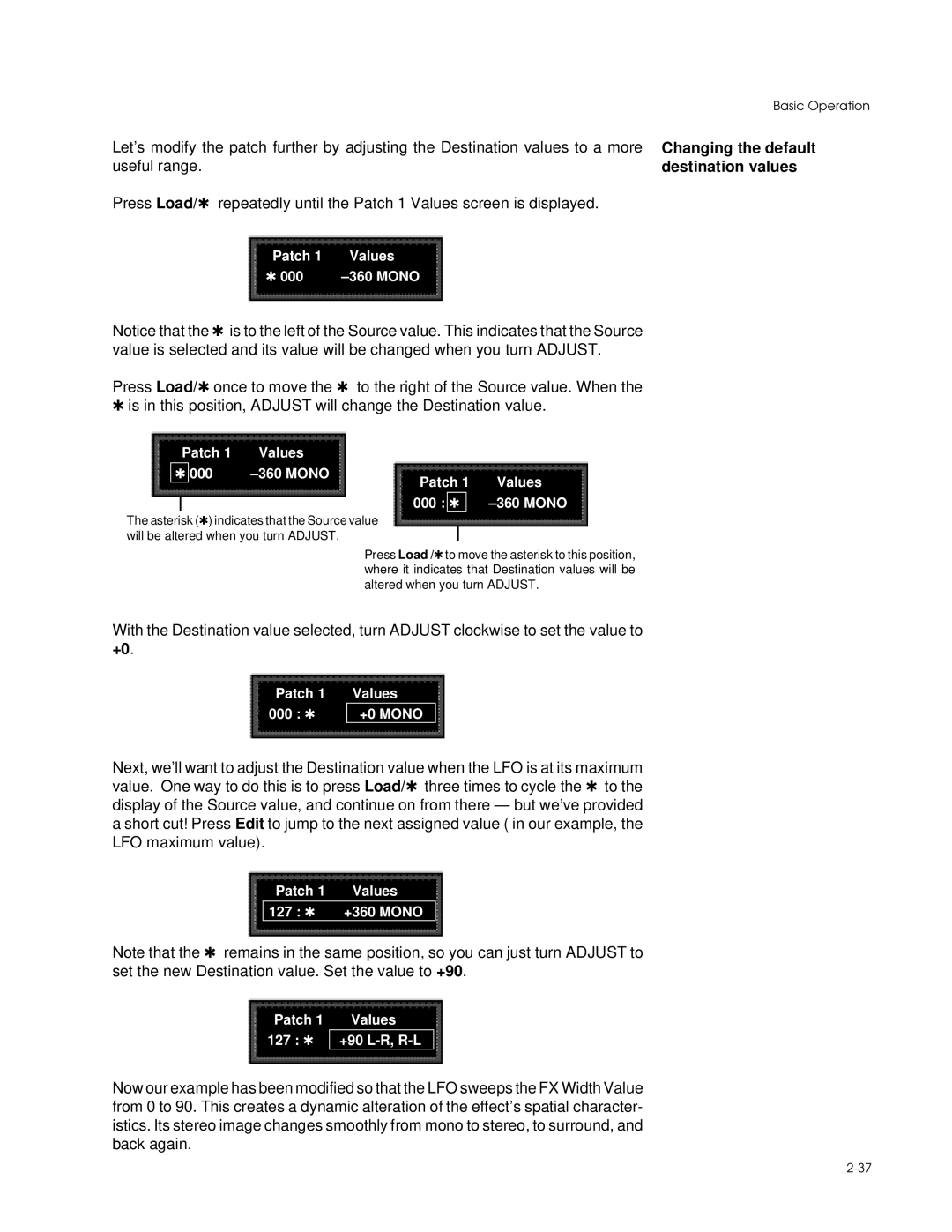 Lexicon PCM 80 manual Changing the default destination values 