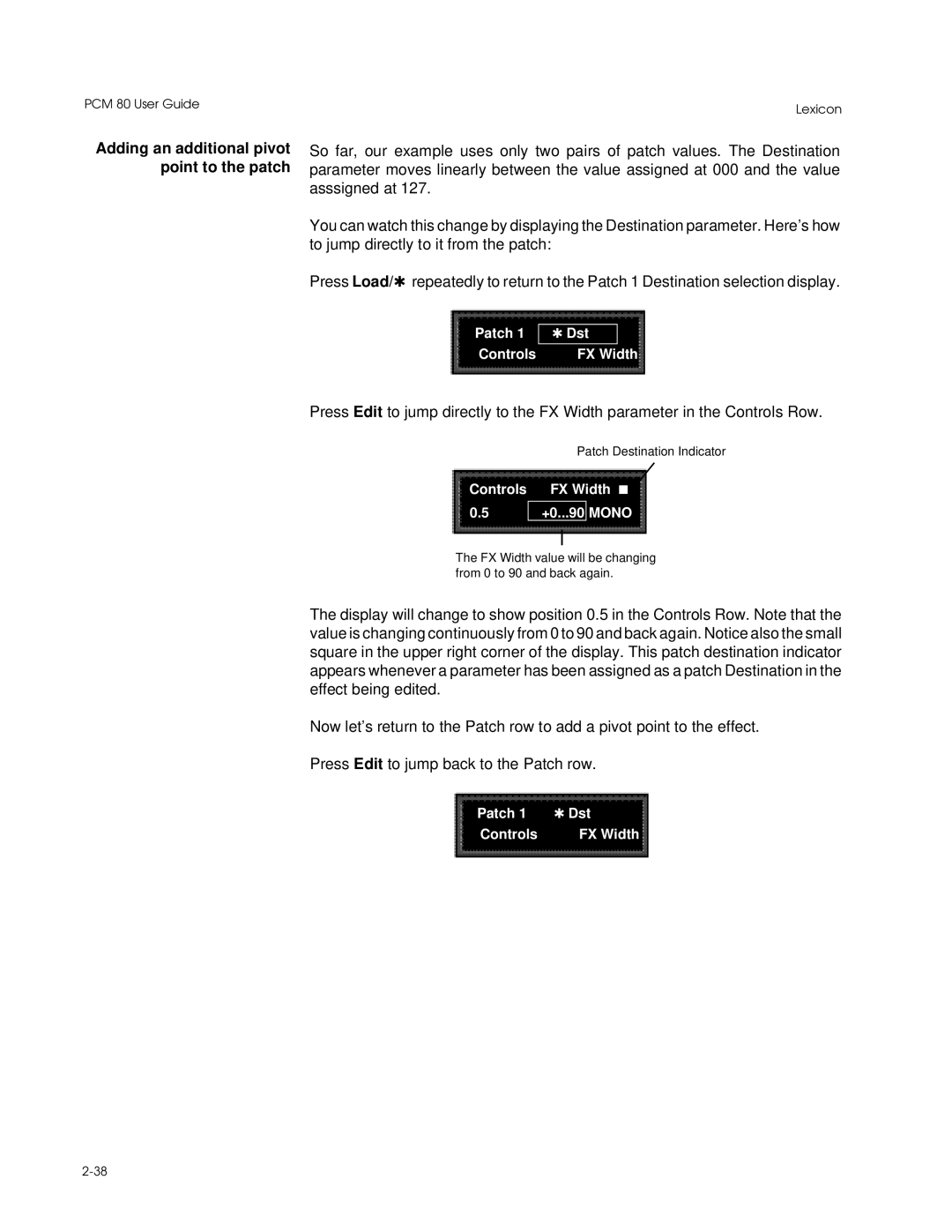 Lexicon PCM 80 manual Adding an additional pivot point to the patch 