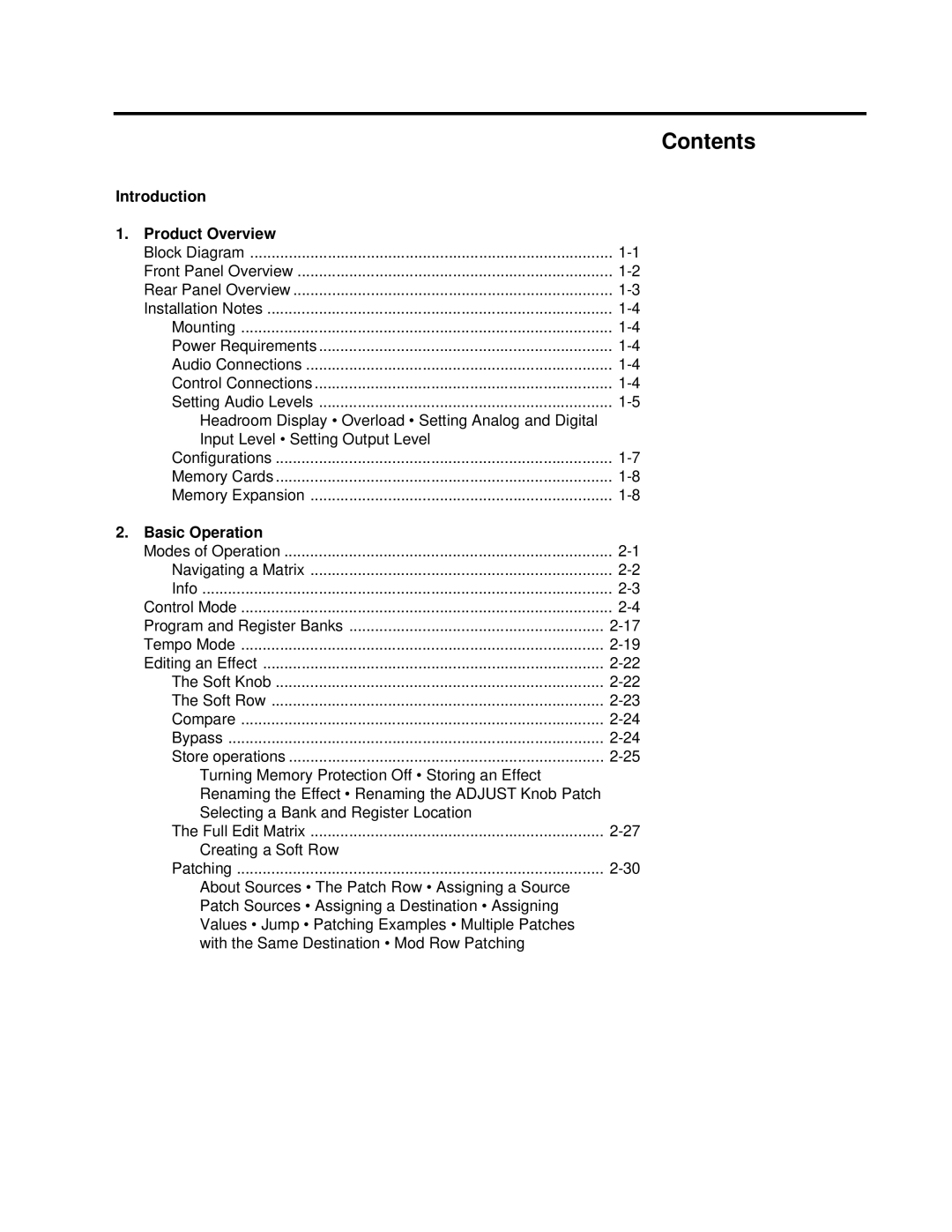 Lexicon PCM 80 manual Contents 