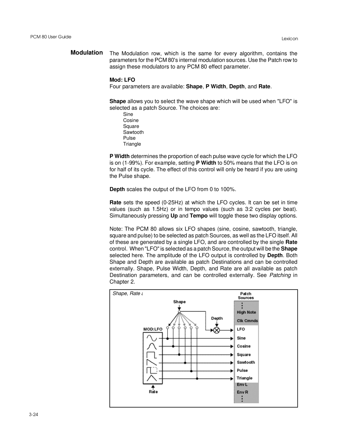 Lexicon PCM 80 manual Mod LFO 