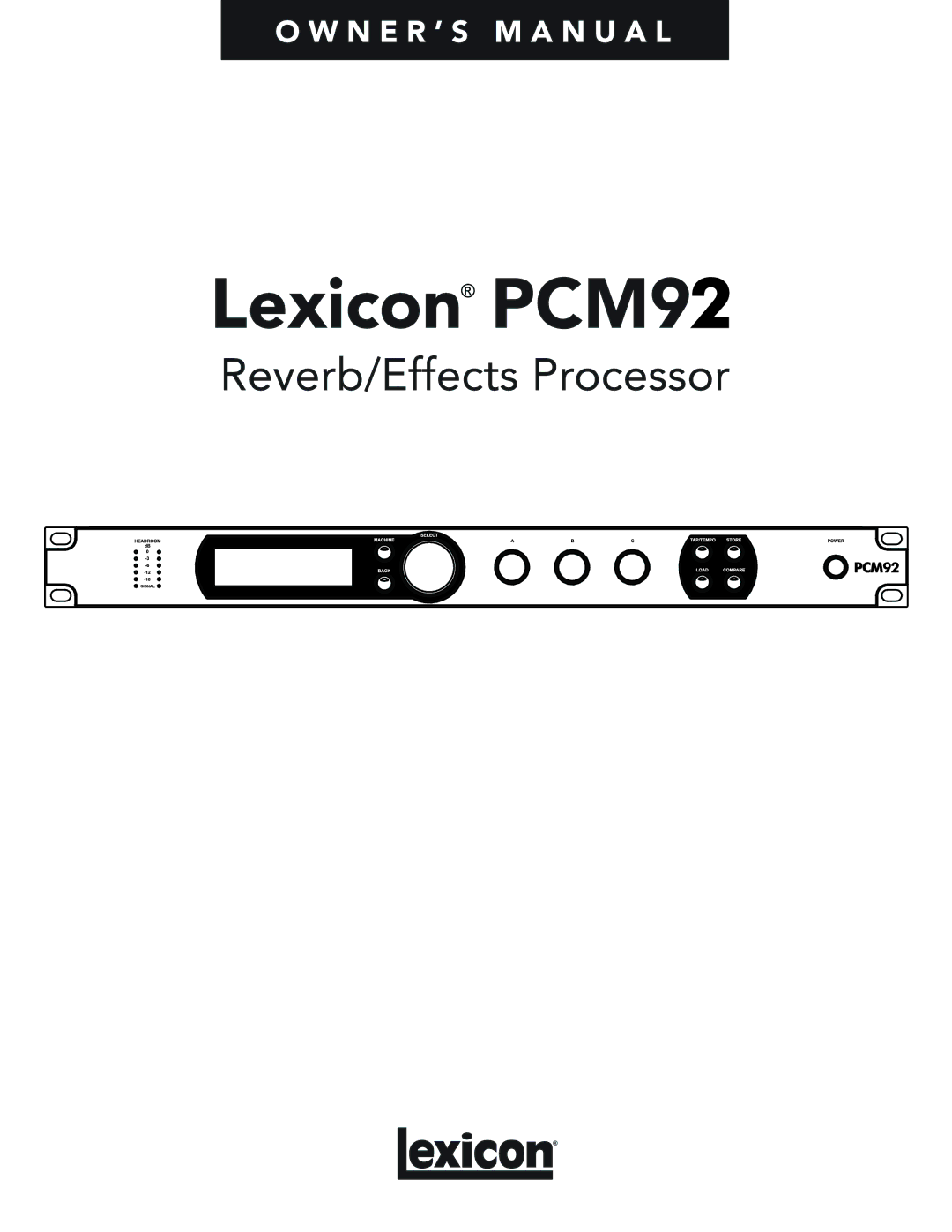 Lexicon PCM92 manual 