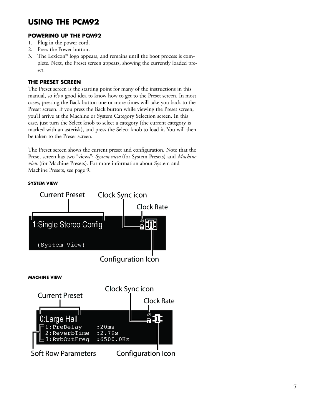 Lexicon manual 1Single Stereo Config, Using the PCM92 