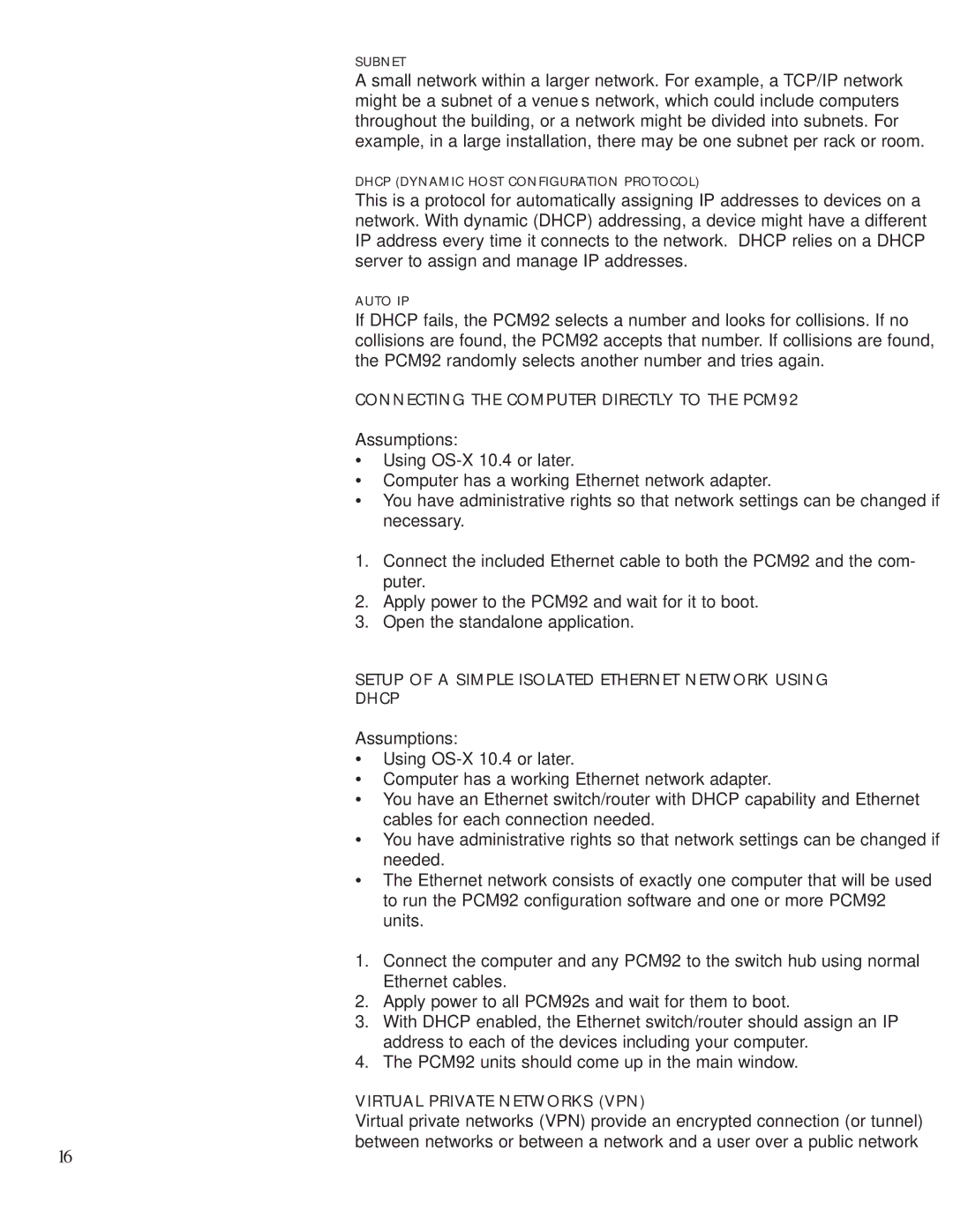 Lexicon PCM92 manual Dhcp 