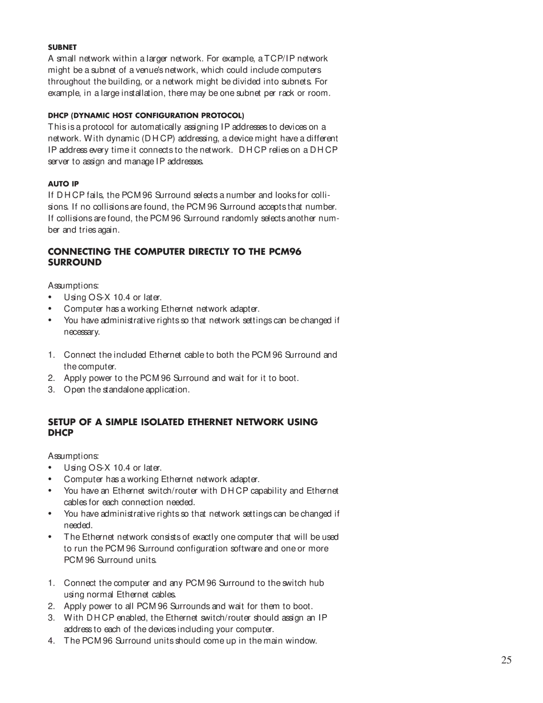 Lexicon PCM96 manual Dhcp 