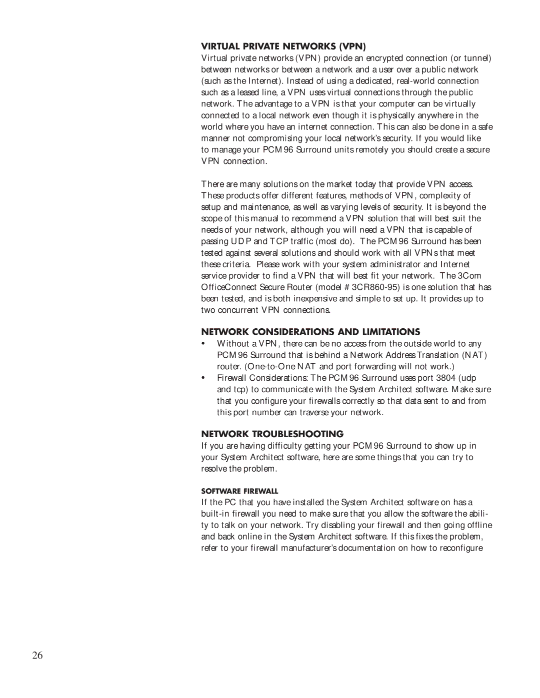 Lexicon PCM96 manual Virtual Private Networks VPN 