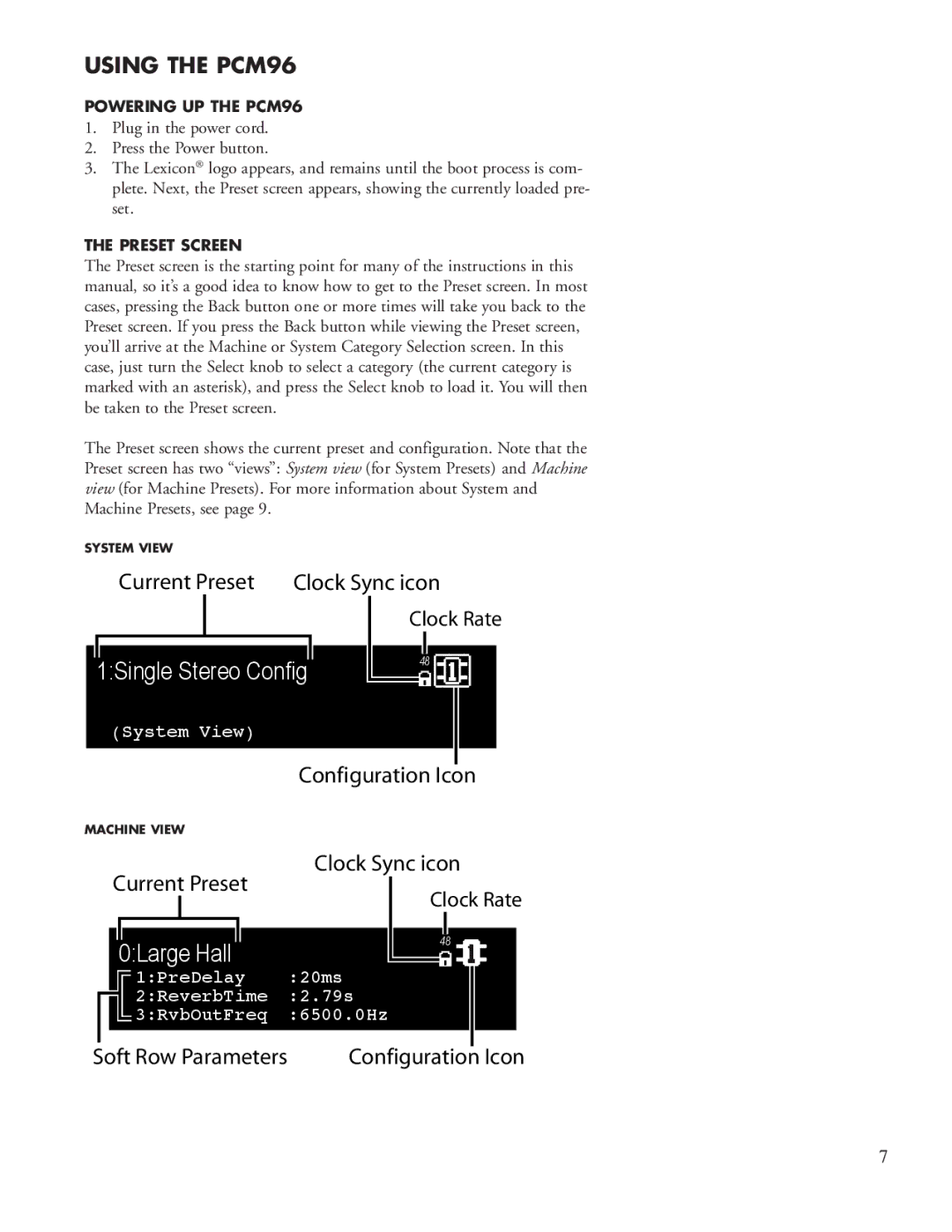 Lexicon manual 1Single Stereo Config, Using the PCM96 