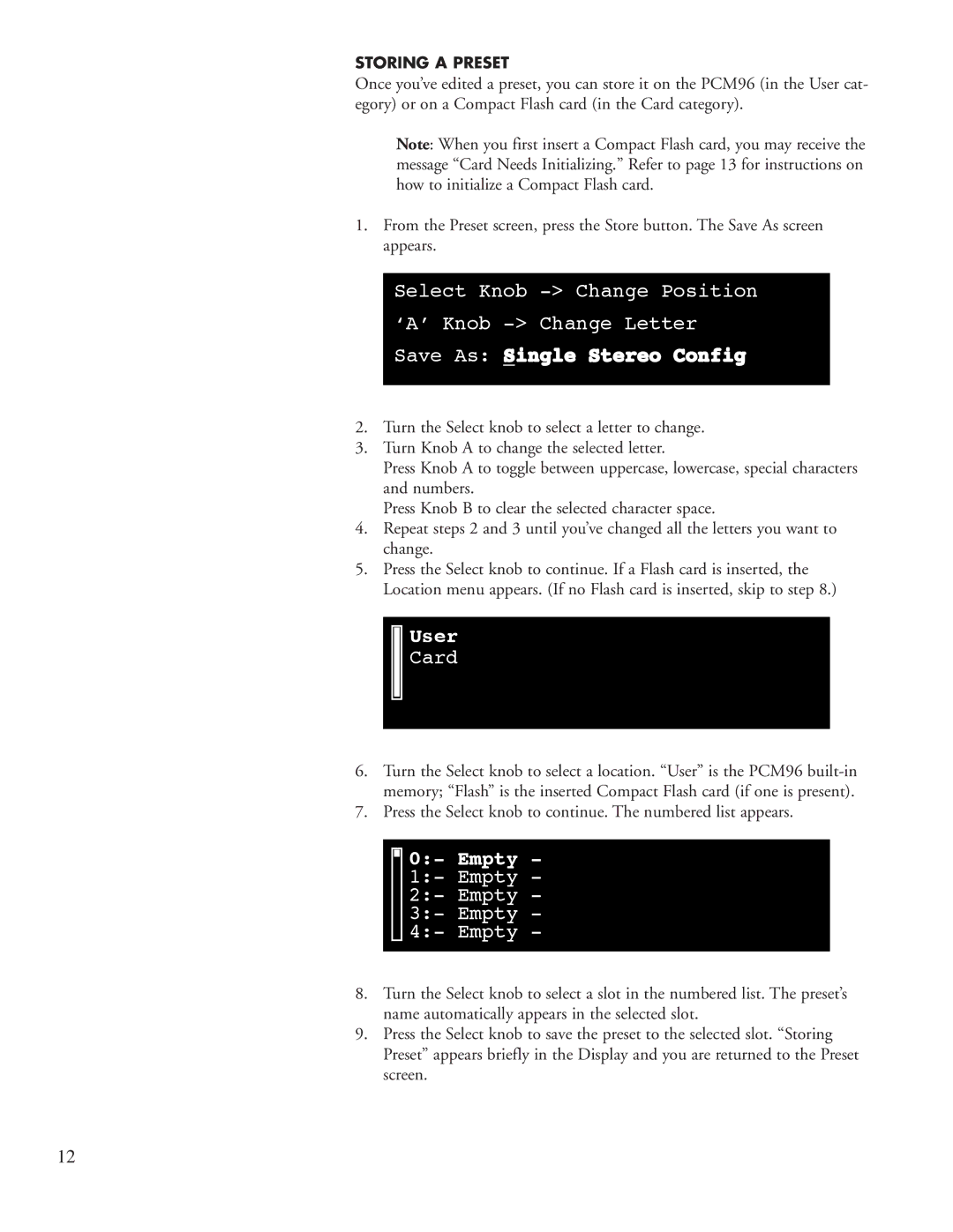 Lexicon PCM96 manual Save As Single Stereo Config 