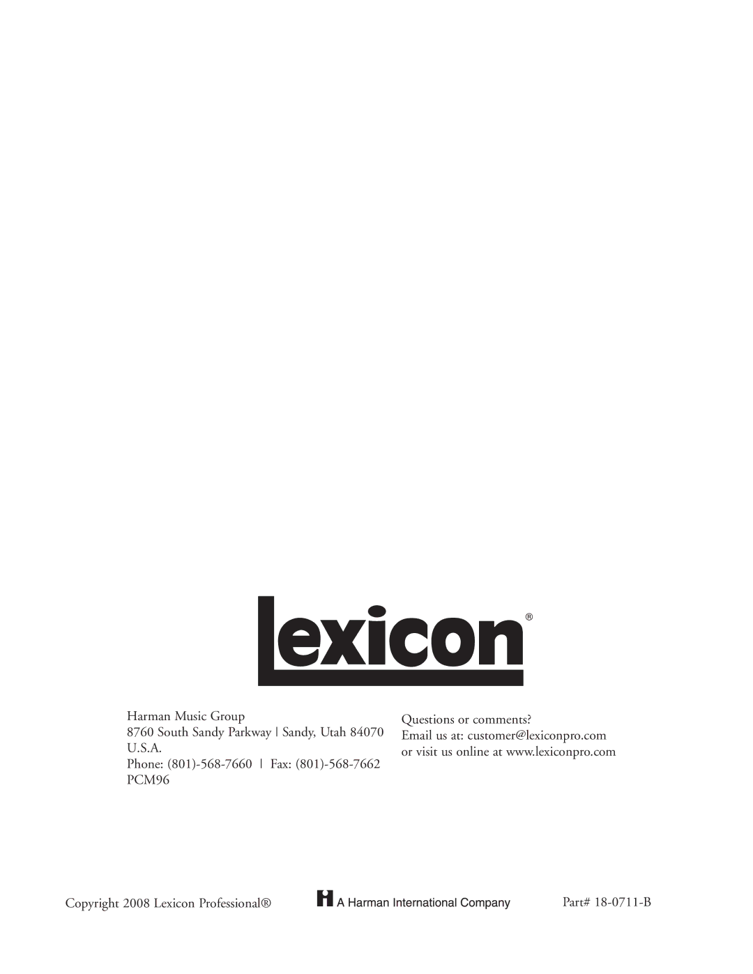 Lexicon PCM96 manual 