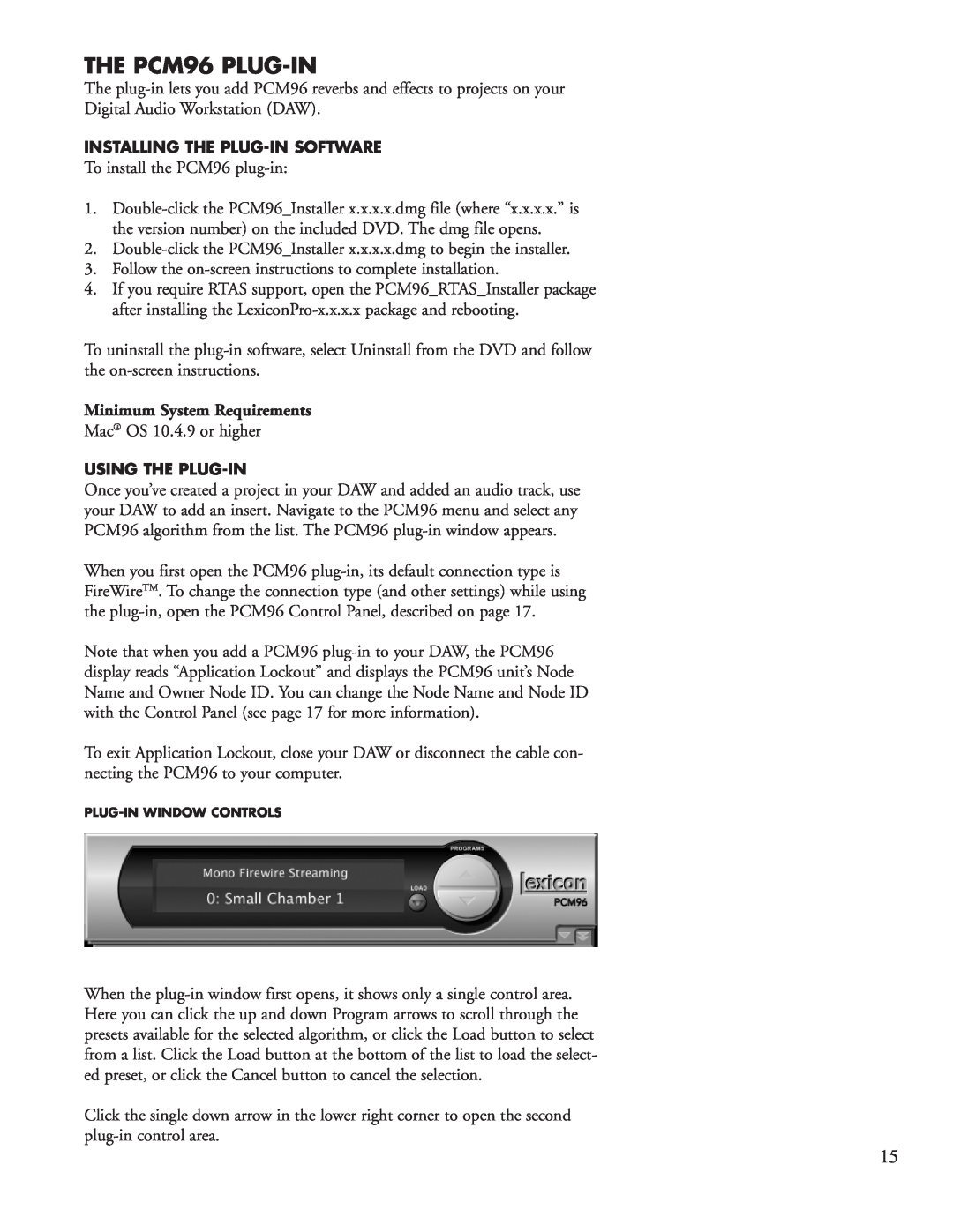Lexicon manual The PCM96 Plug-IN, Minimum System Requirements 