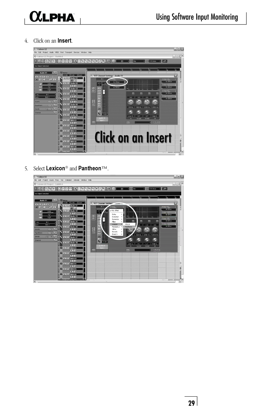 Lexicon Recording Studio owner manual Select Lexicon and Pantheon 