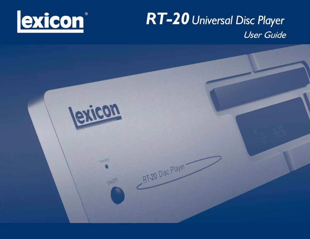 Lexicon manual RT-20Universal Disc Player 