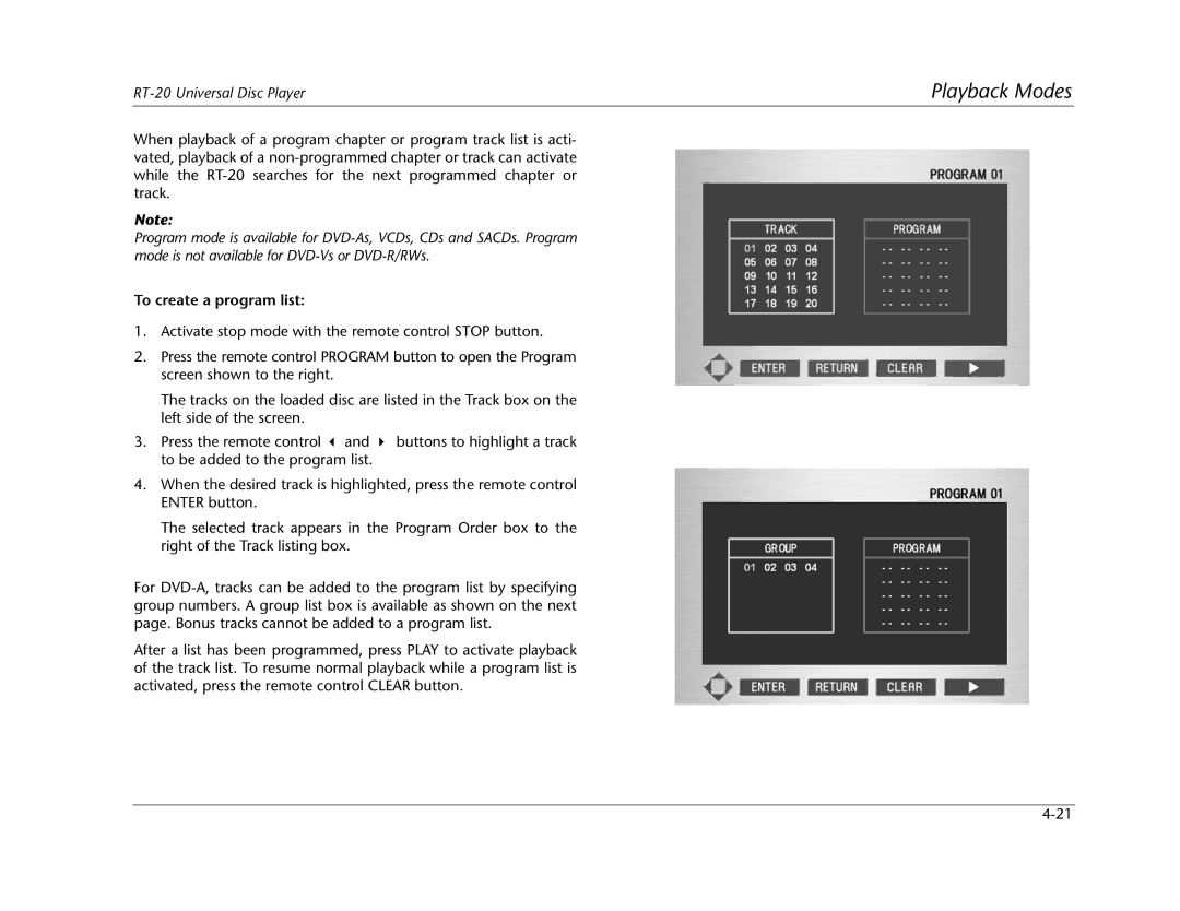 Lexicon RT-20 manual To create a program list 