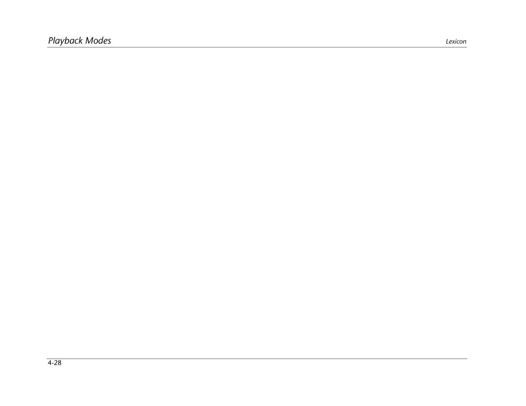 Lexicon RT-20 manual Playback Modes 