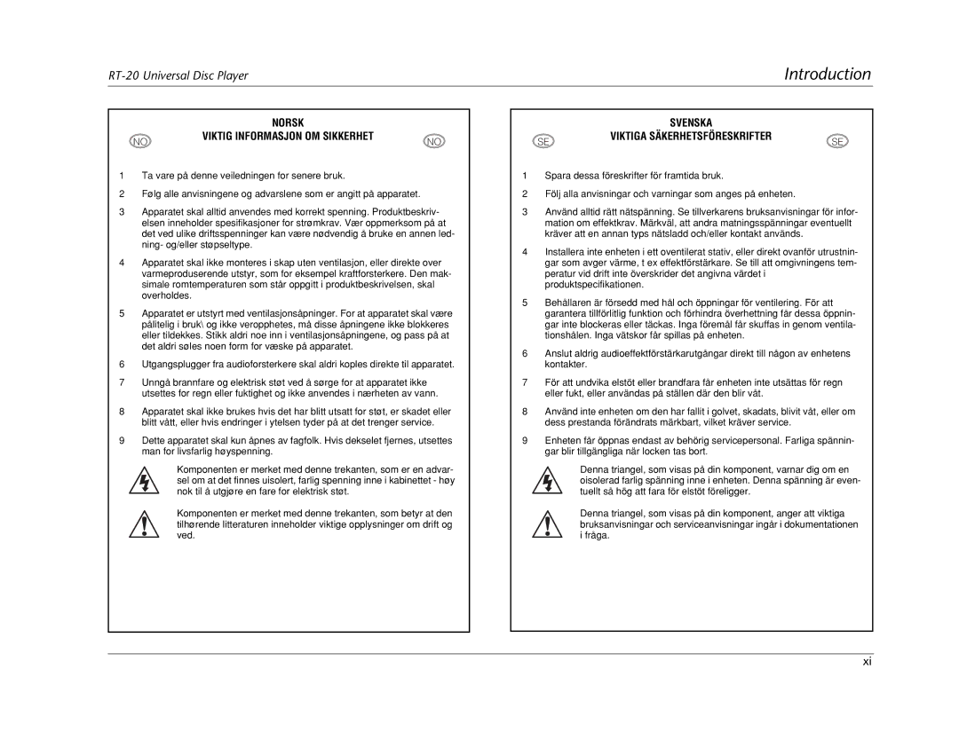 Lexicon RT-20 manual Norsk 