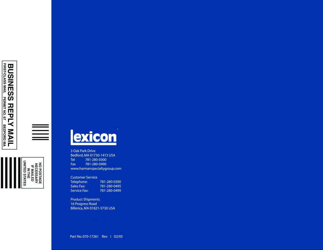 Lexicon RT-20 manual 