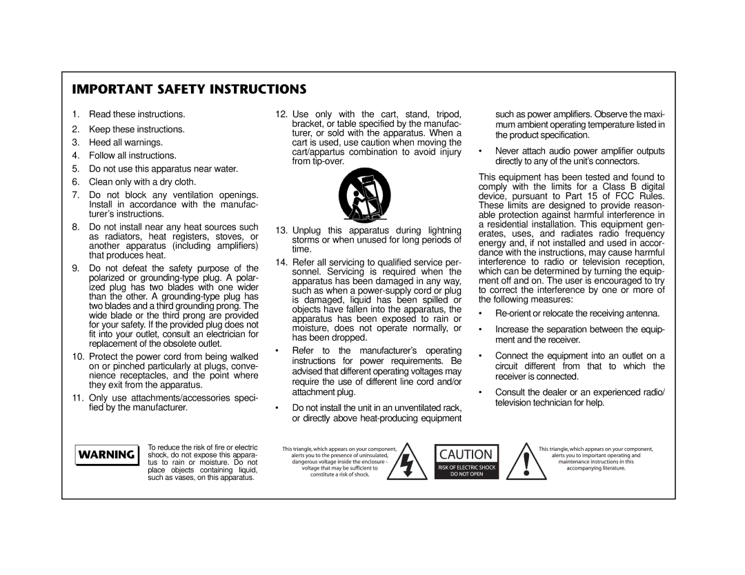 Lexicon RT-20 manual Important Safety Instructions 