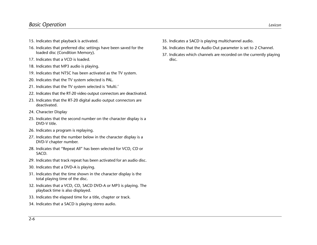 Lexicon RT-20 manual Basic Operation 