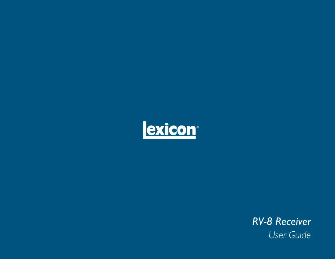 Lexicon manual RV-8 Receiver 