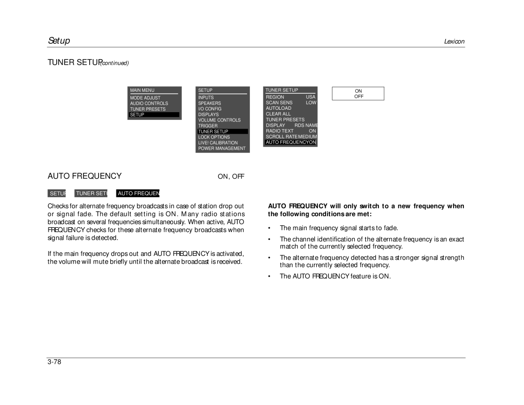Lexicon RV-8 manual Auto Frequency 