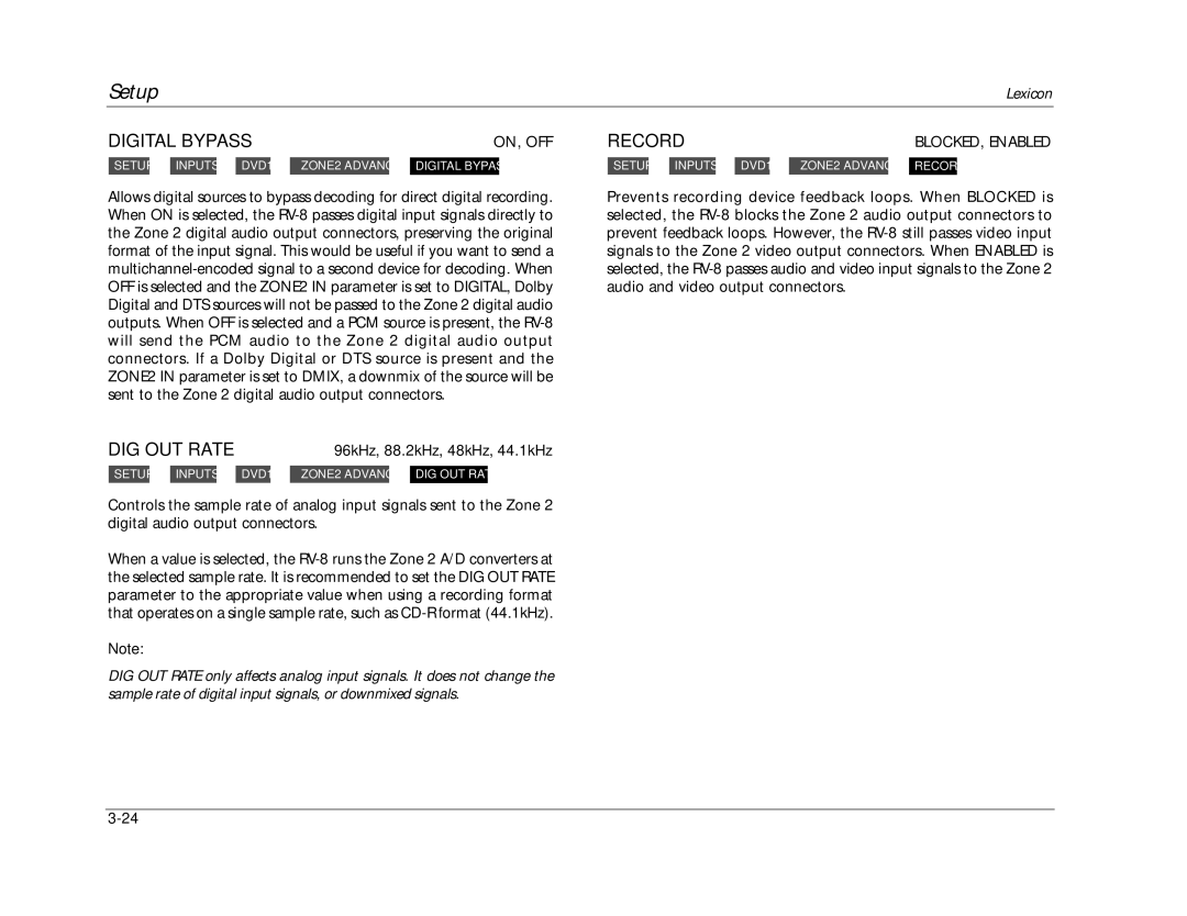 Lexicon RV-8 manual Record 