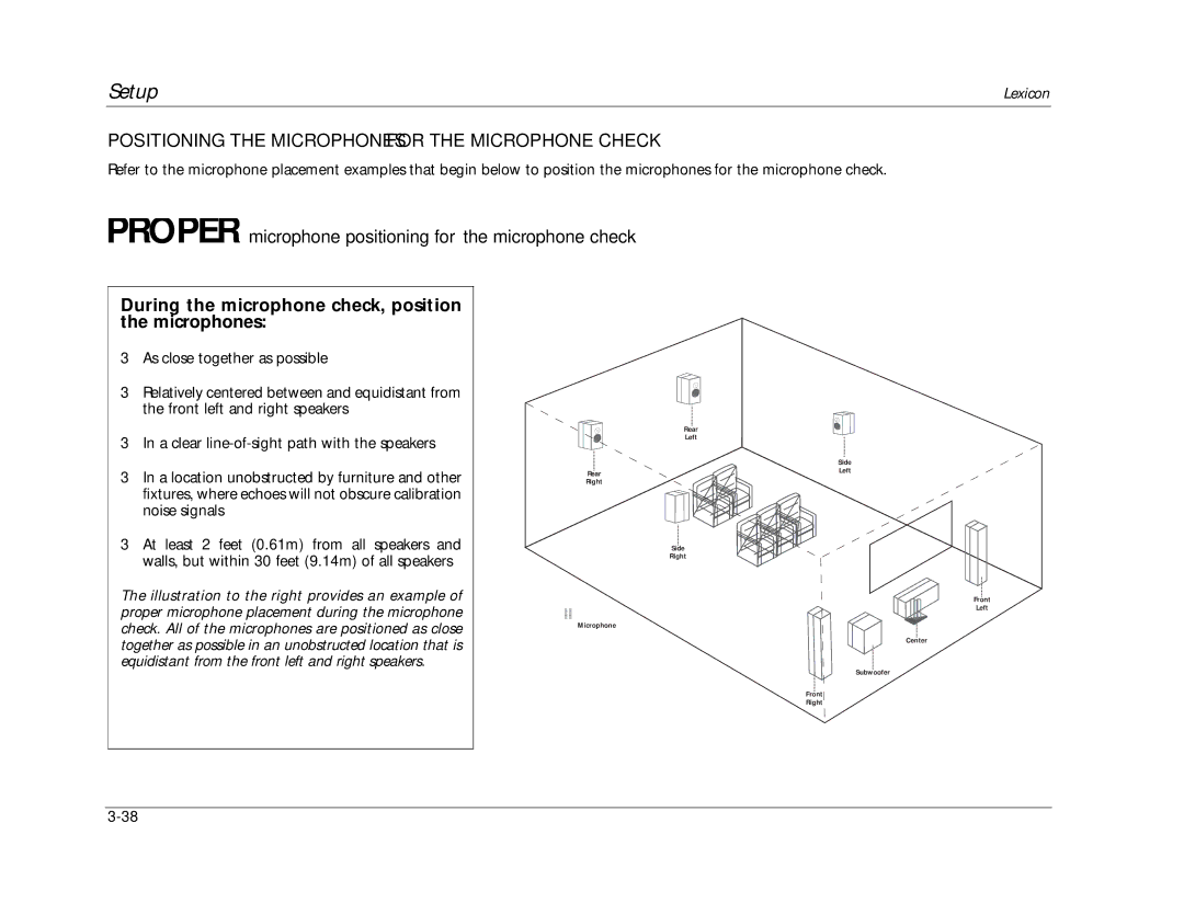 Lexicon RV-8 Positioning the Microphones for the Microphone Check, Proper microphone positioning for the microphone check 
