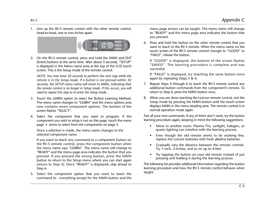 Lexicon RV Receiver manual Appendix C 