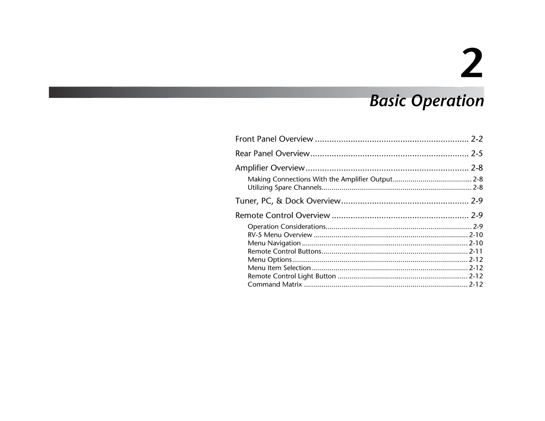 Lexicon RV Receiver manual Basic Operation 