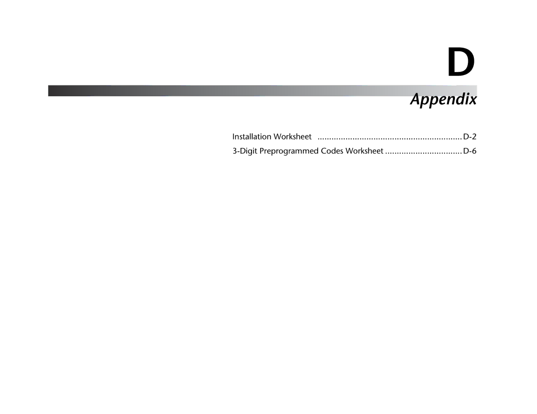 Lexicon RV Receiver manual Installation Worksheet Digit Preprogrammed Codes Worksheet 