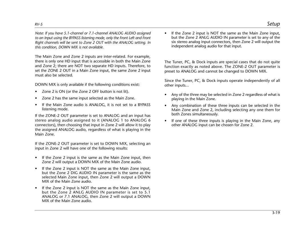 Lexicon RV Receiver manual Setup 