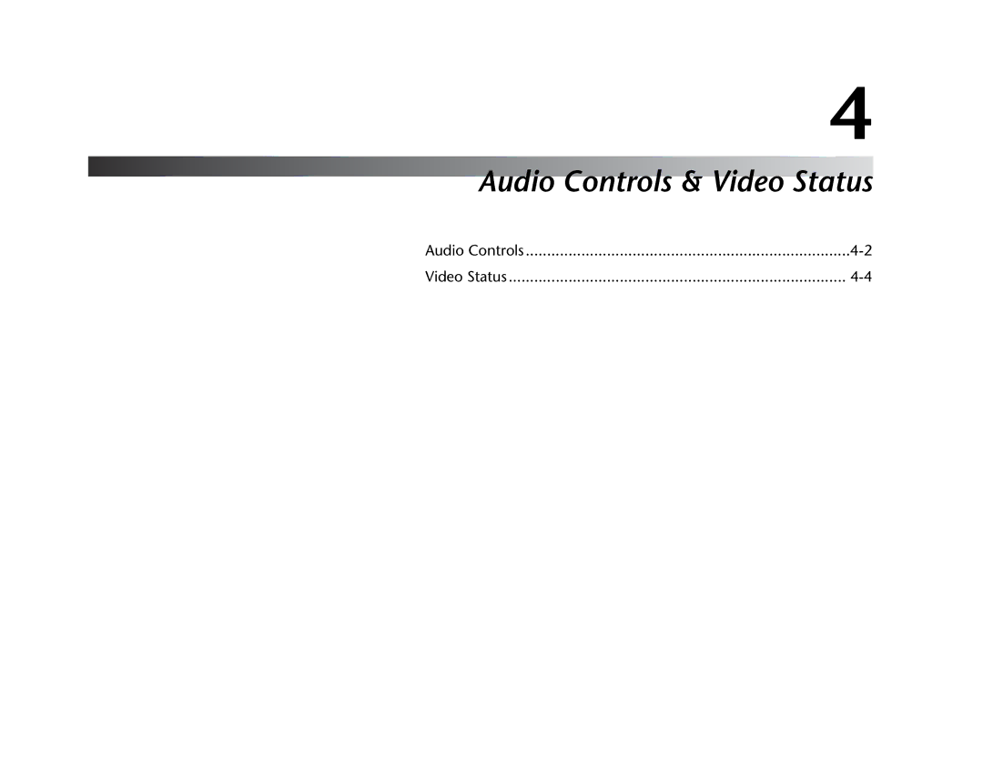 Lexicon RV Receiver manual Audio Controls & Video Status 