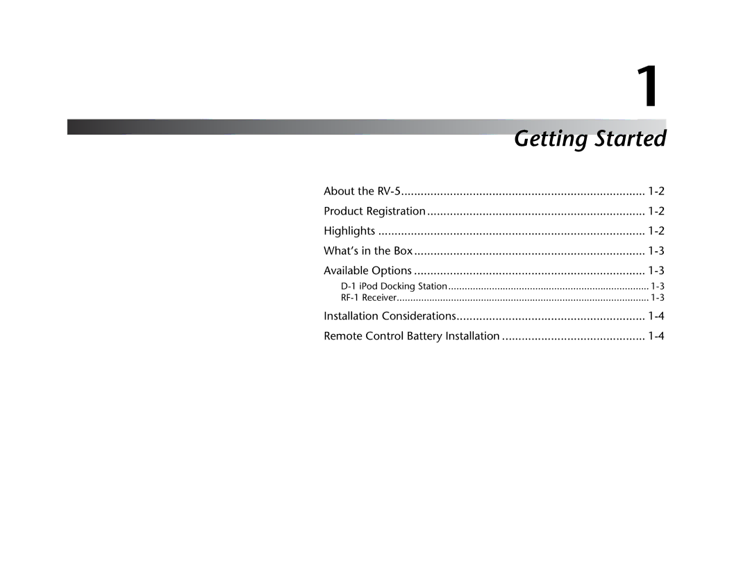 Lexicon RV Receiver manual Getting Started 