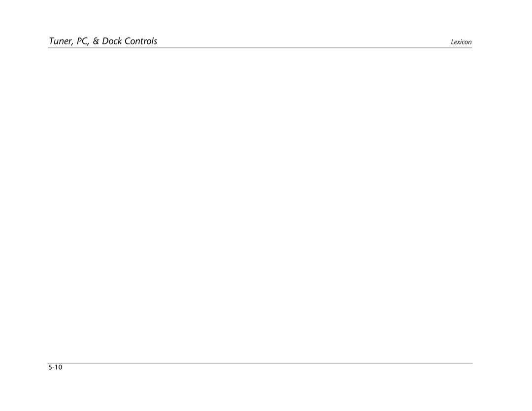 Lexicon RV Receiver manual Tuner, PC, & Dock Controls 