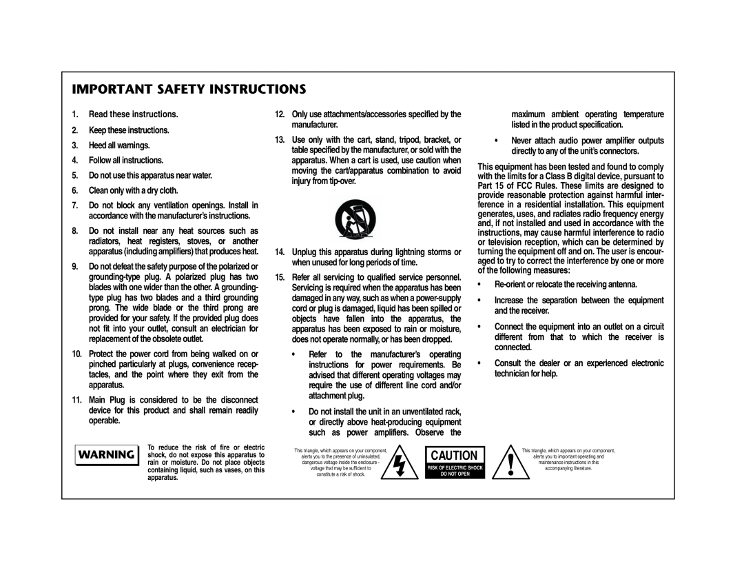 Lexicon RX-7 manual Important Safety Instructions 