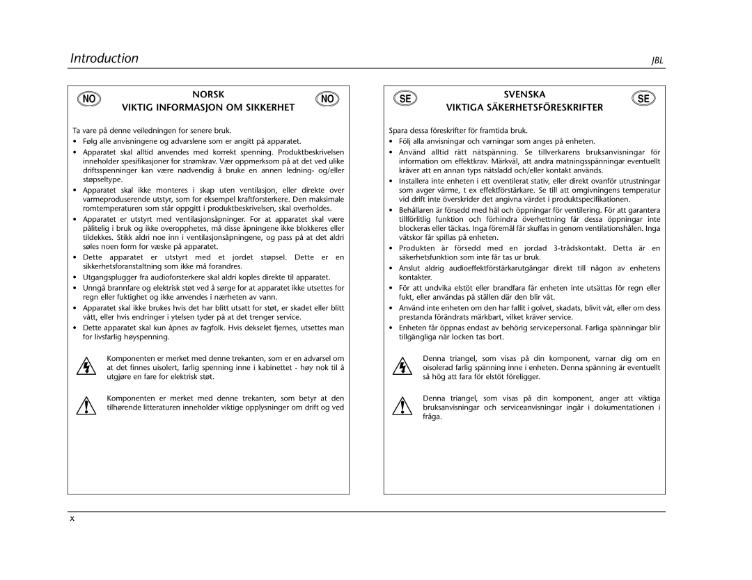 Lexicon SDP-40 manual Norsk Viktig Informasjon OM Sikkerhet 