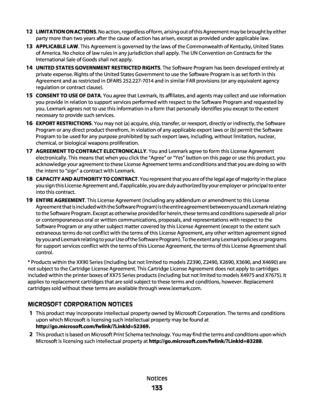 Lexmark 10E, 101 manual Microsoft Corporation Notices 
