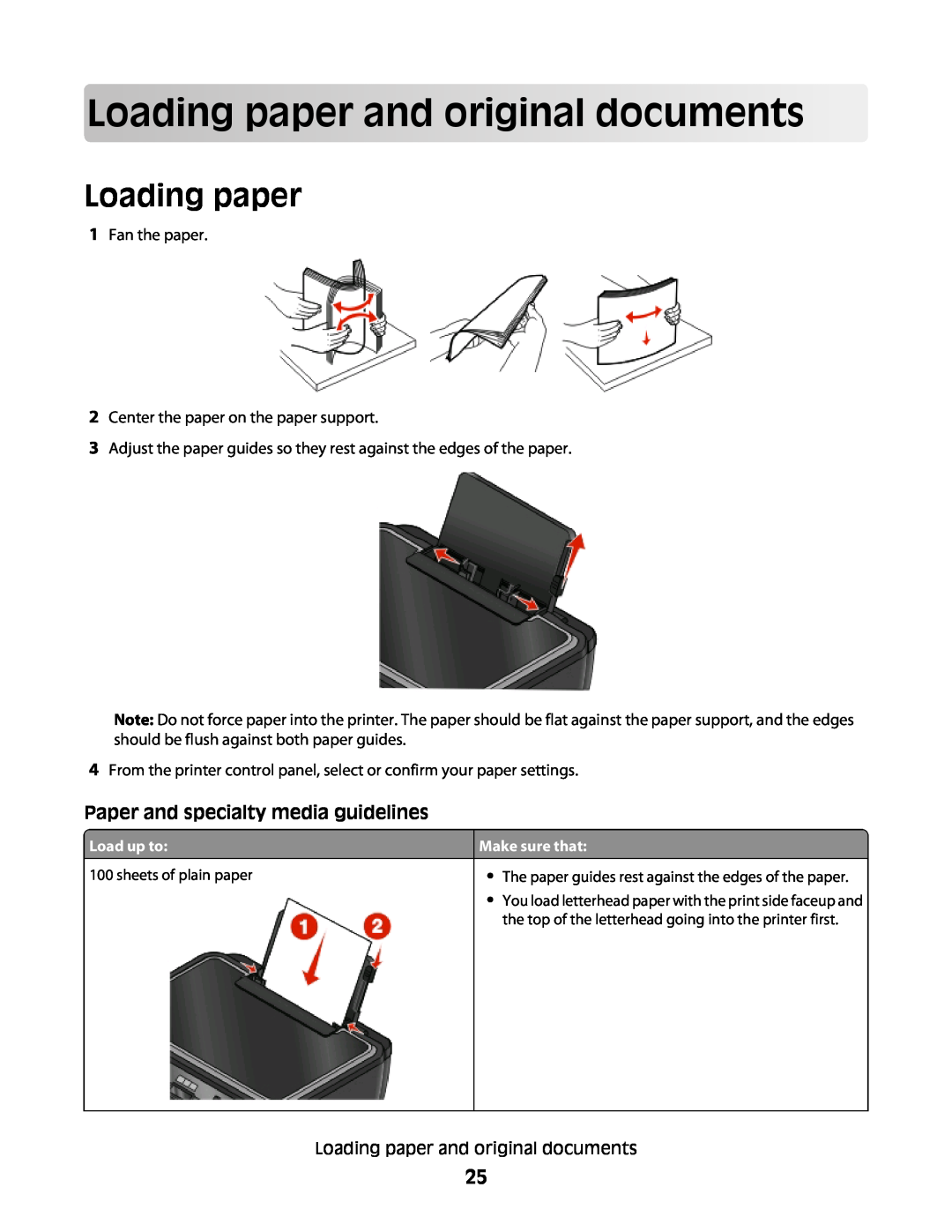 Lexmark 10E, 101 manual Loading paperandoriginaldocuments, Paper and specialty media guidelines 