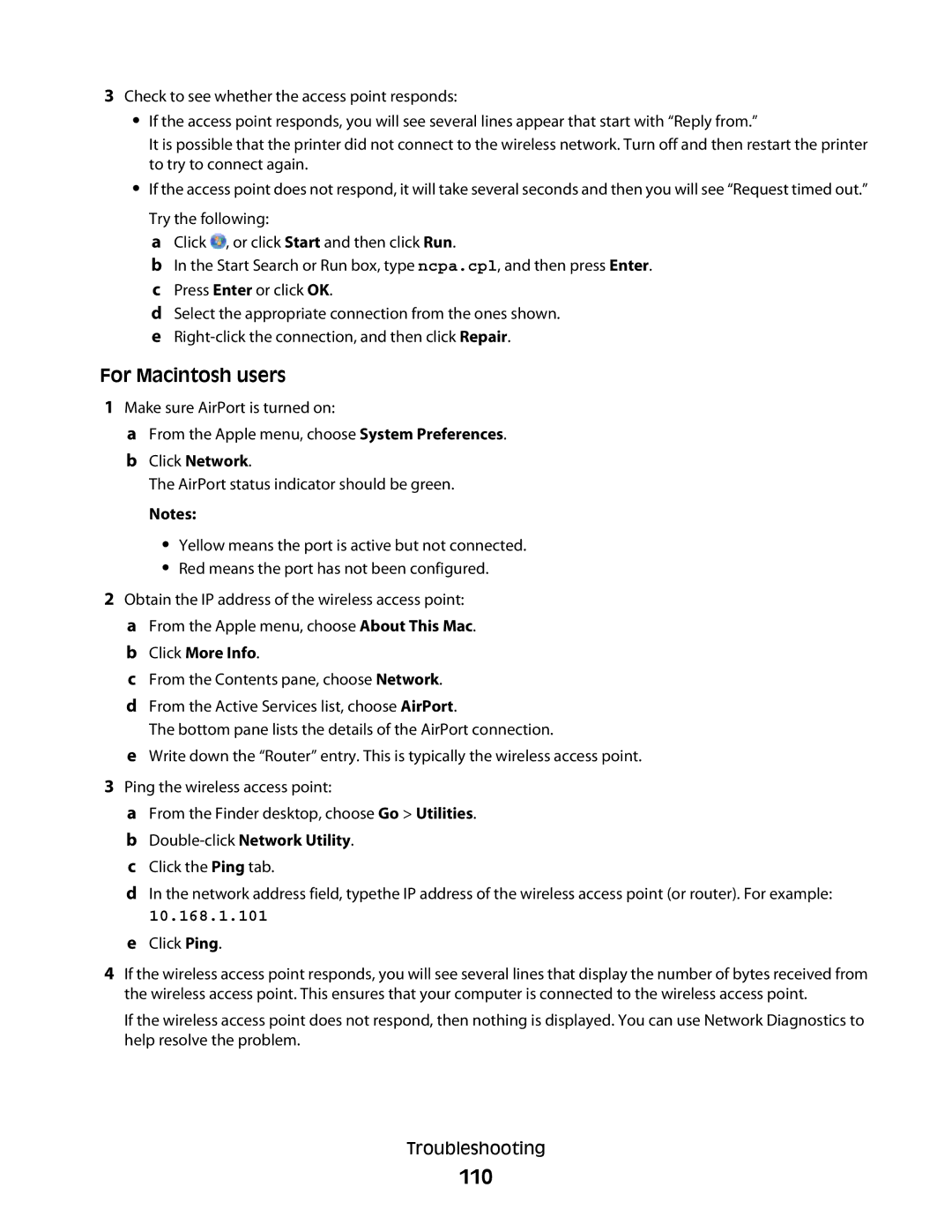 Lexmark 101, 10E manual 110, Double-clickNetwork Utility 