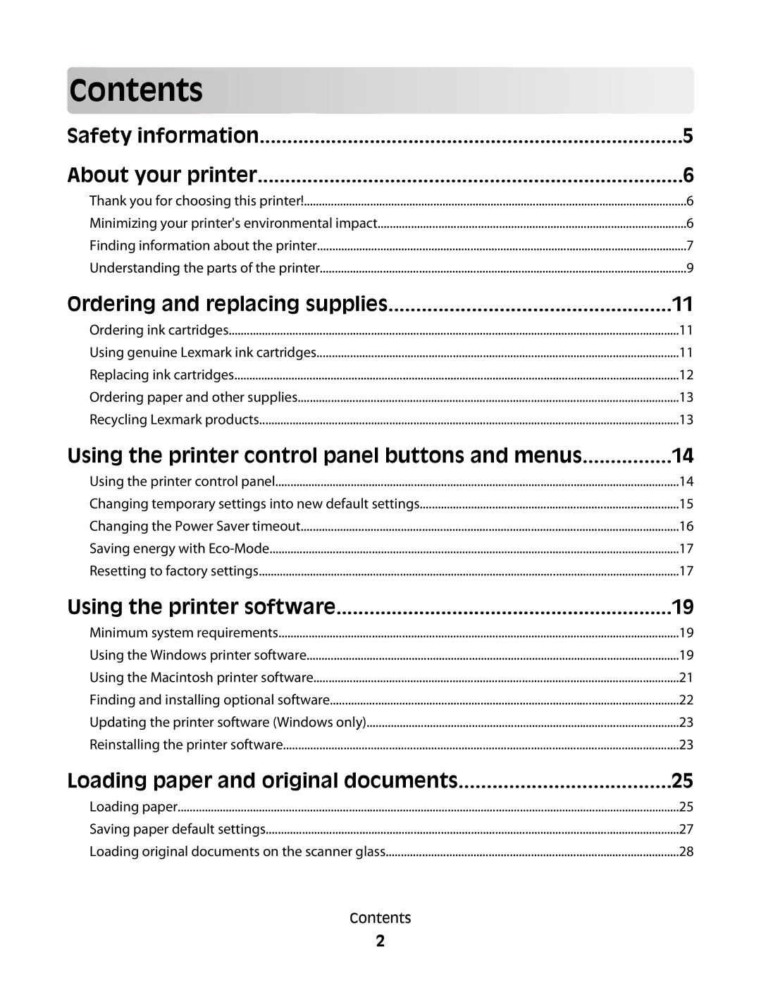 Lexmark 101, 10E manual Contents 