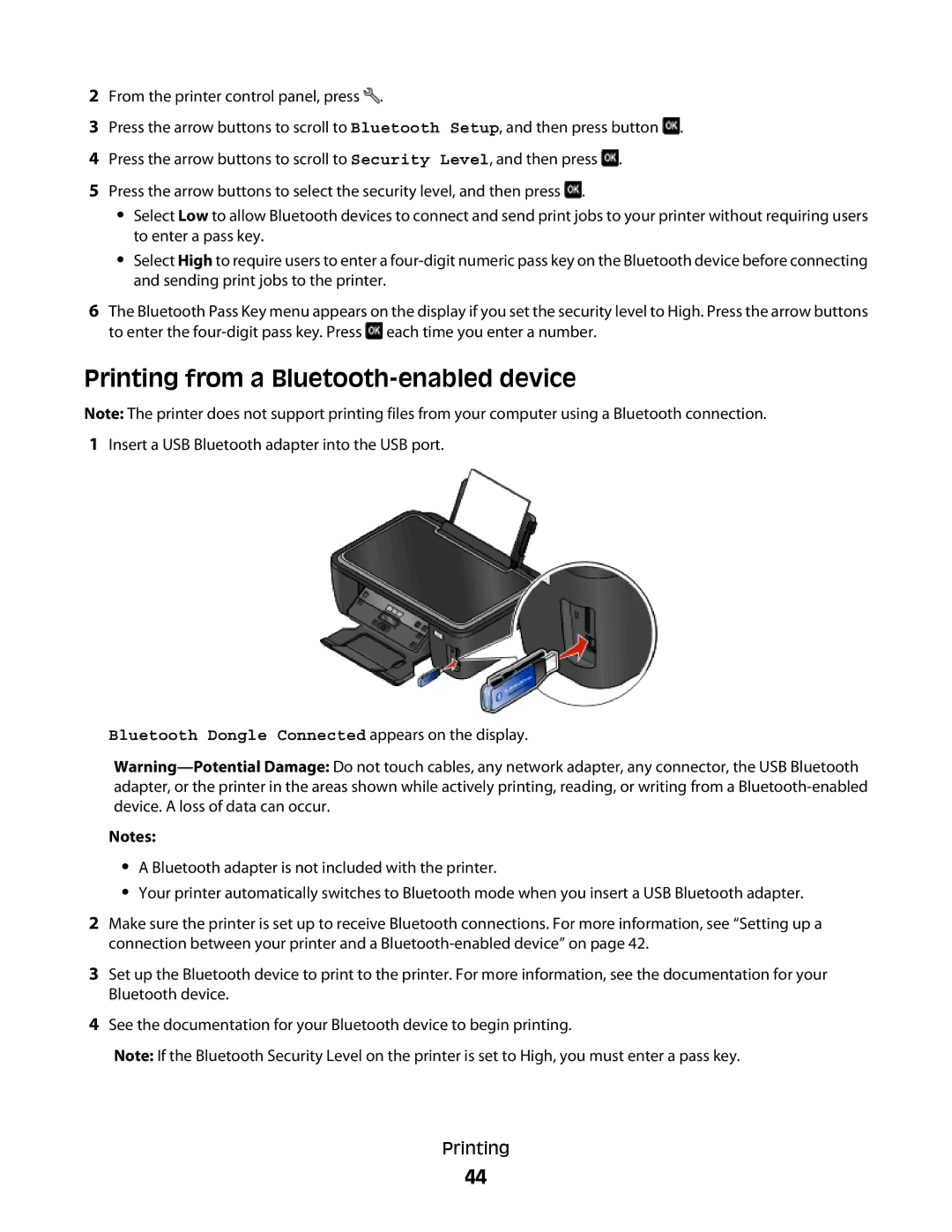 Lexmark 101, 10E manual Printing from a Bluetooth-enabled device 