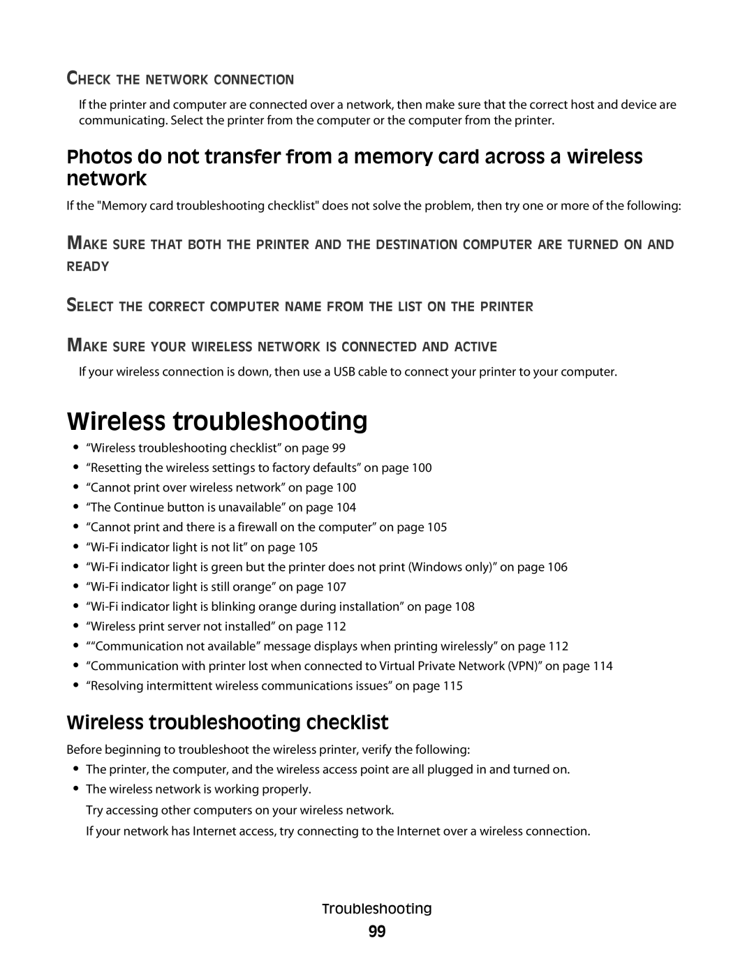 Lexmark 10E, 101 manual Wireless troubleshooting checklist 