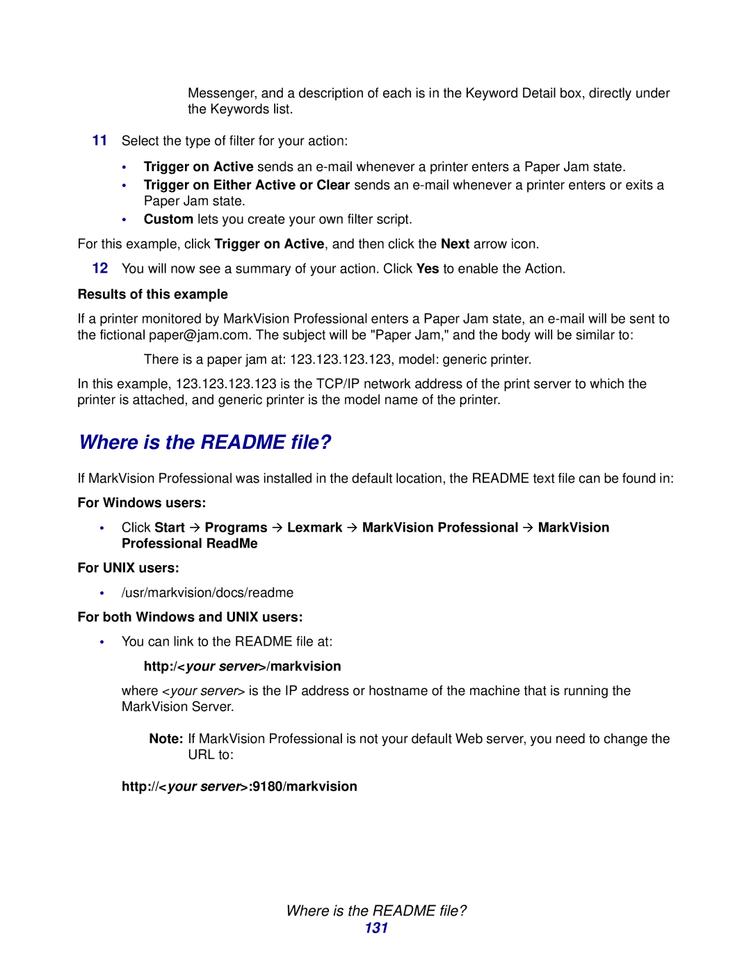 Lexmark 11 manual Where is the Readme file?, 131 