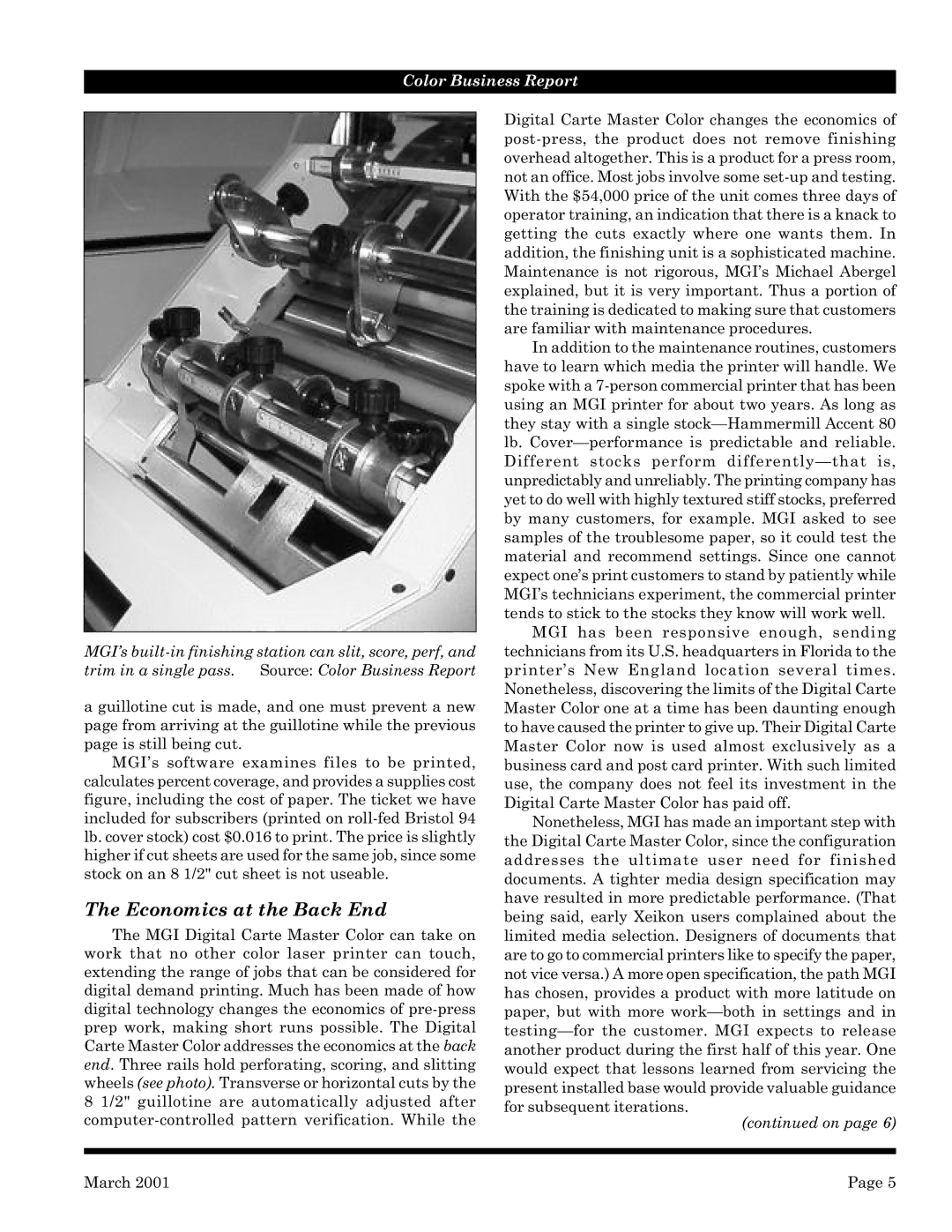 Lexmark 720, 110 manual Economics at the Back End 